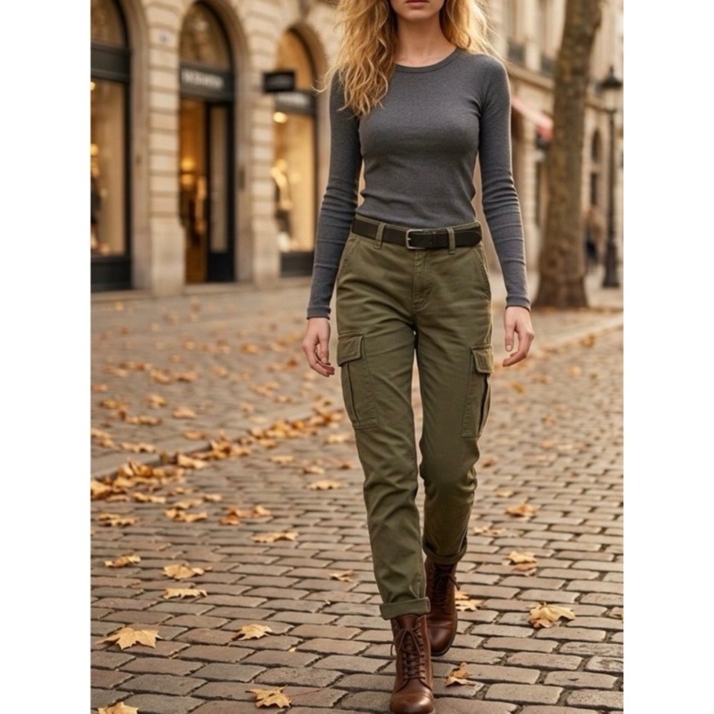 Re/Done originals army green cargo pants made In USA women's size 24 Grunge